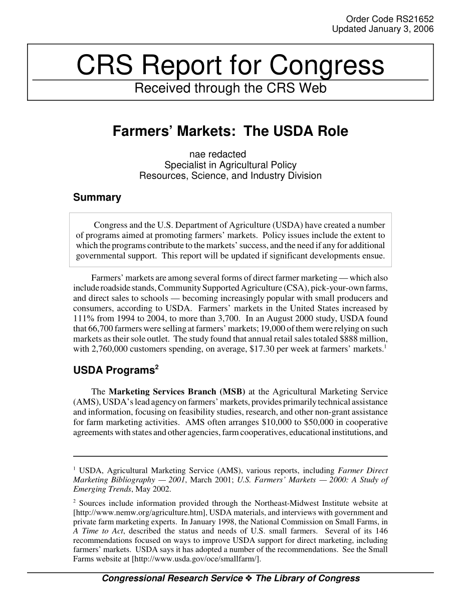 [20060103]RS21652_农贸市场：美国农业部的角色.pdf_第1页