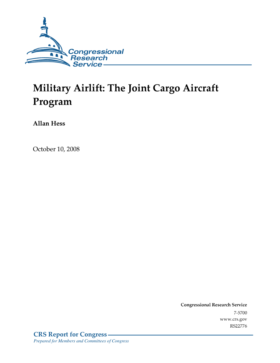 [20081010]RS22776_军事空运：联合货机计划.pdf_第1页