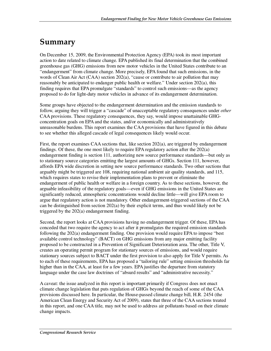 [20091215]R40984_美国环保署新机动车温室气体排放危害调查结果的法律后果.pdf_第2页