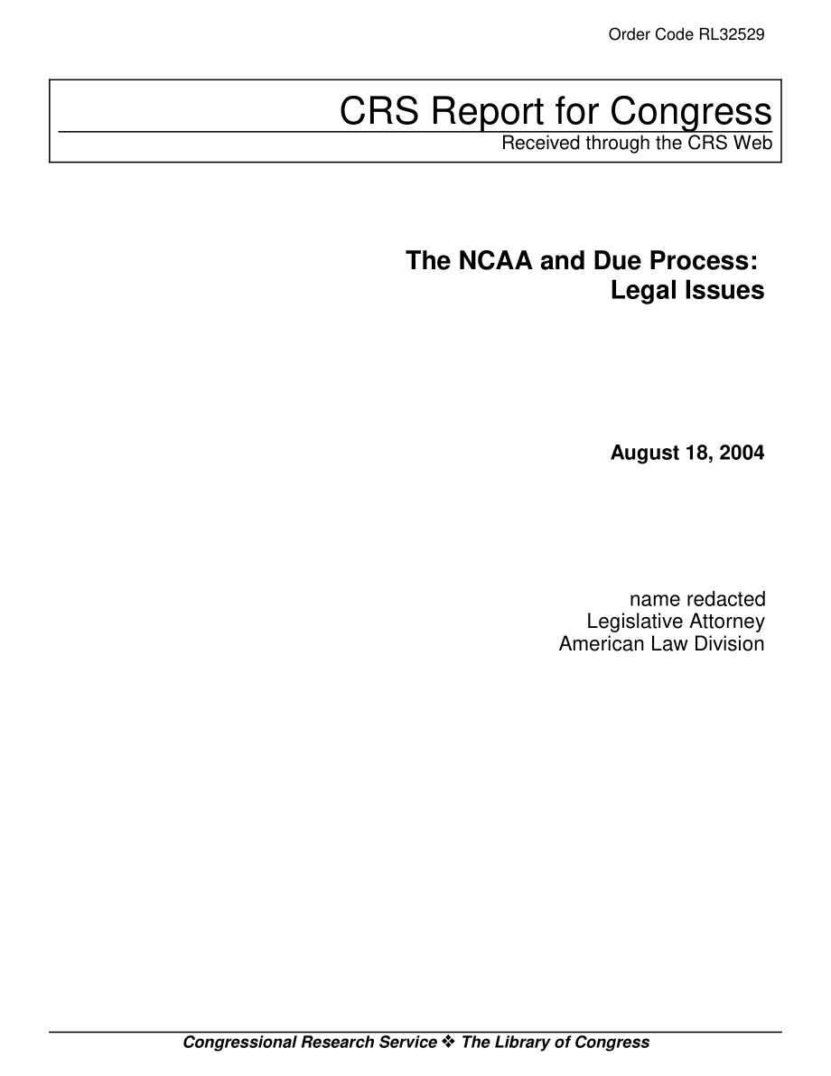 [20040818]RL32529_NCAA和正当程序：法律问题.pdf_第1页