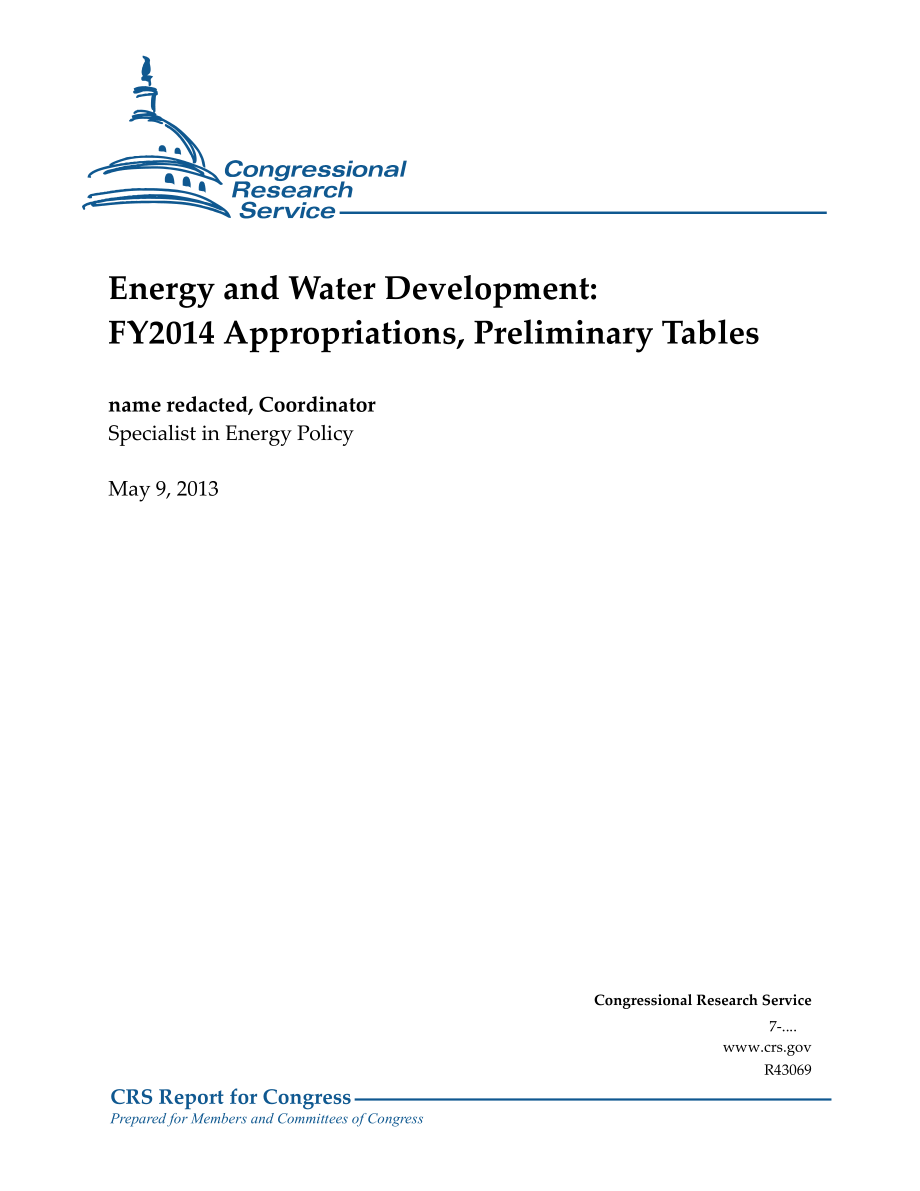 [20130509]R43069_能源和水资源开发：2014财年拨款初步表格.pdf_第1页