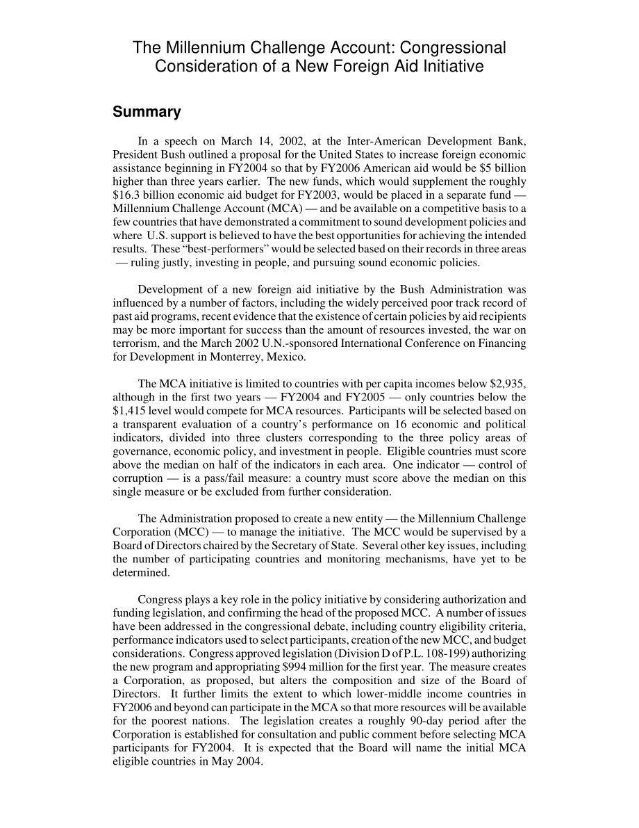 [20040319]RL31687_千年挑战账户：国会审议一项新的对外援助倡议.pdf_第2页