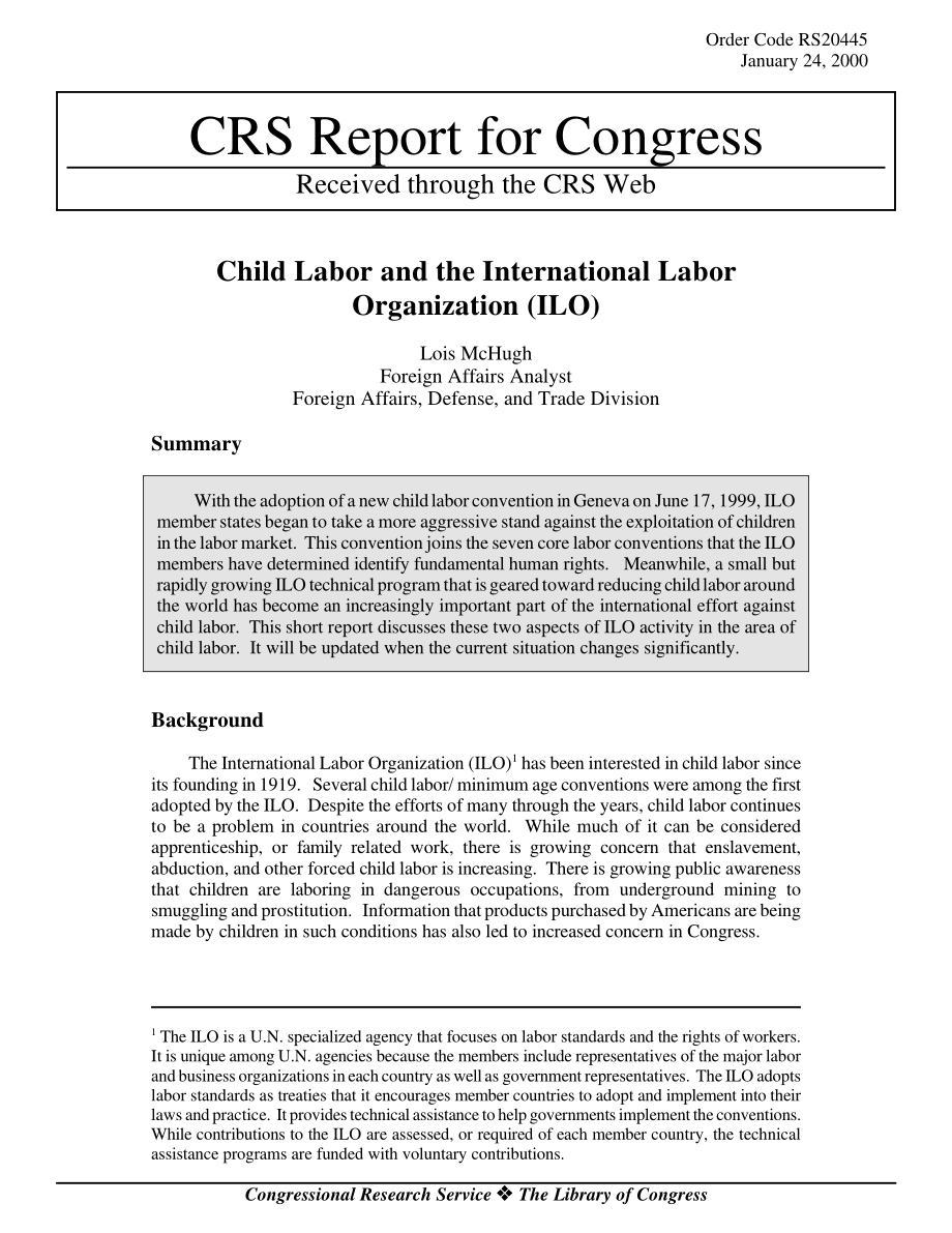 [20000124]RS20445_童工与国际劳工组织（ILO）.pdf_第1页