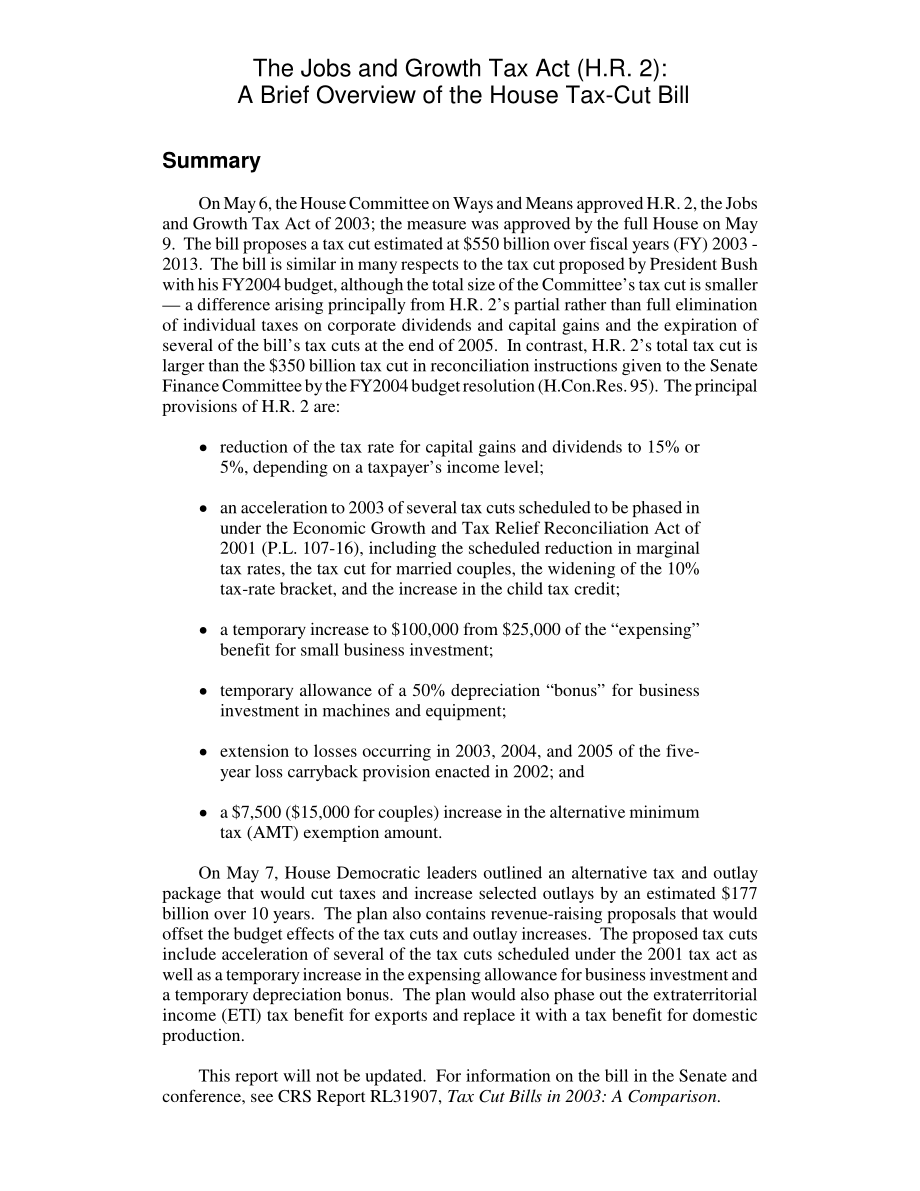 [20030512]RL31904_《就业和增长税法》（H.R.2) 众议院减税法案概述.pdf_第2页