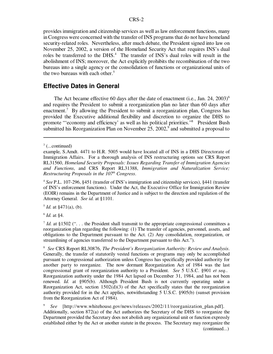 [20030204]RS21410_根据2002年《国土安全法》重组移民局：生效日期和双重角色.pdf_第2页