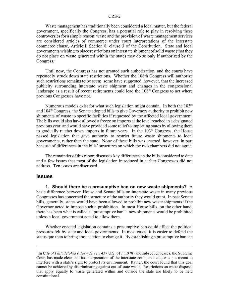 [20030109]RS20106_州际废物运输：立法问题.pdf_第2页