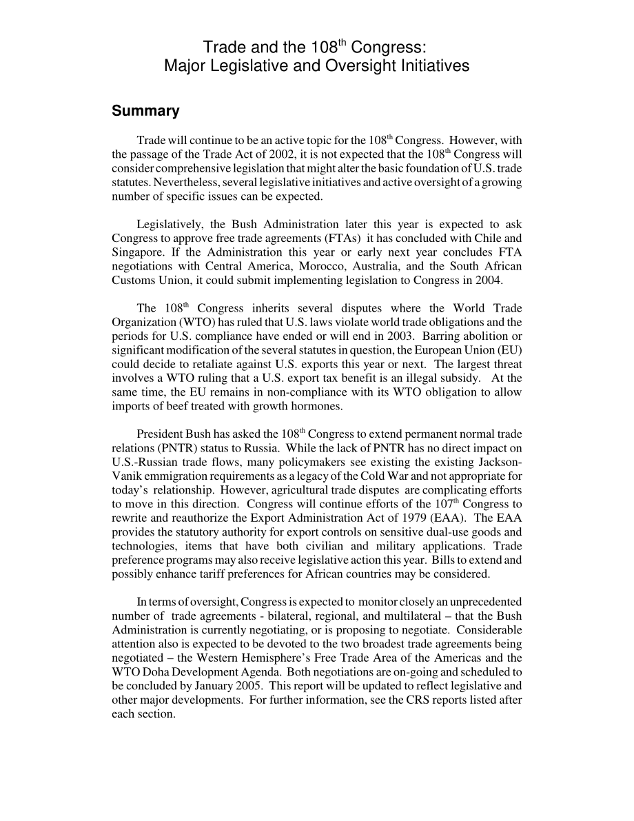 [20030311]RL31780_贸易和第108届大会：主要立法和监督举措.pdf_第2页