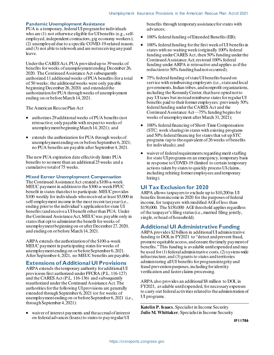 [20210317]IF11786_2021美国救援计划法案中的失业保险条款.pdf_第2页