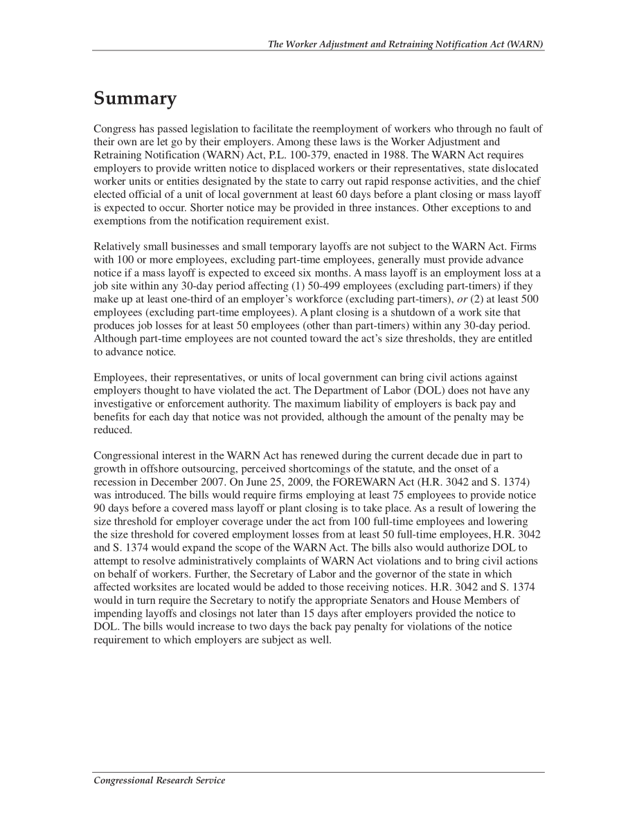[20090709]RL31250_《工人调整和再培训通知法案》（WARN）.pdf_第2页